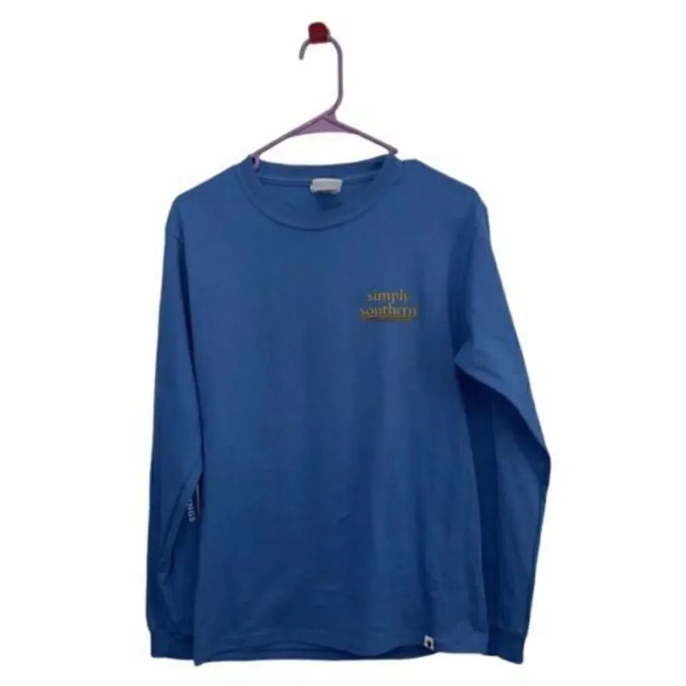 SIMPLY SOUTHERN Puppies and Frosty Drinks Blue Crewneck LS T-Shirt - Size S